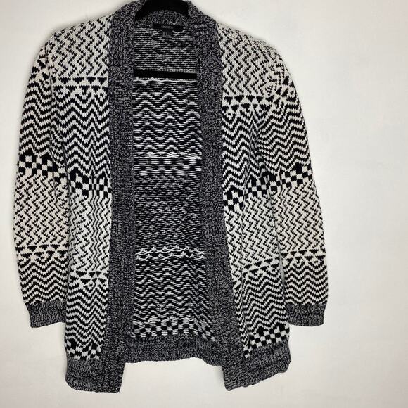 Aztec Print Monochrome Cardigan Sweater - Picture 1 of 6